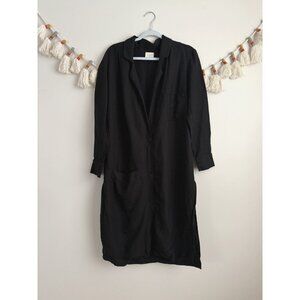 First Rite Linen Blend Black Longline Overcoat Cardigan Coastal Capsule Wardrobe